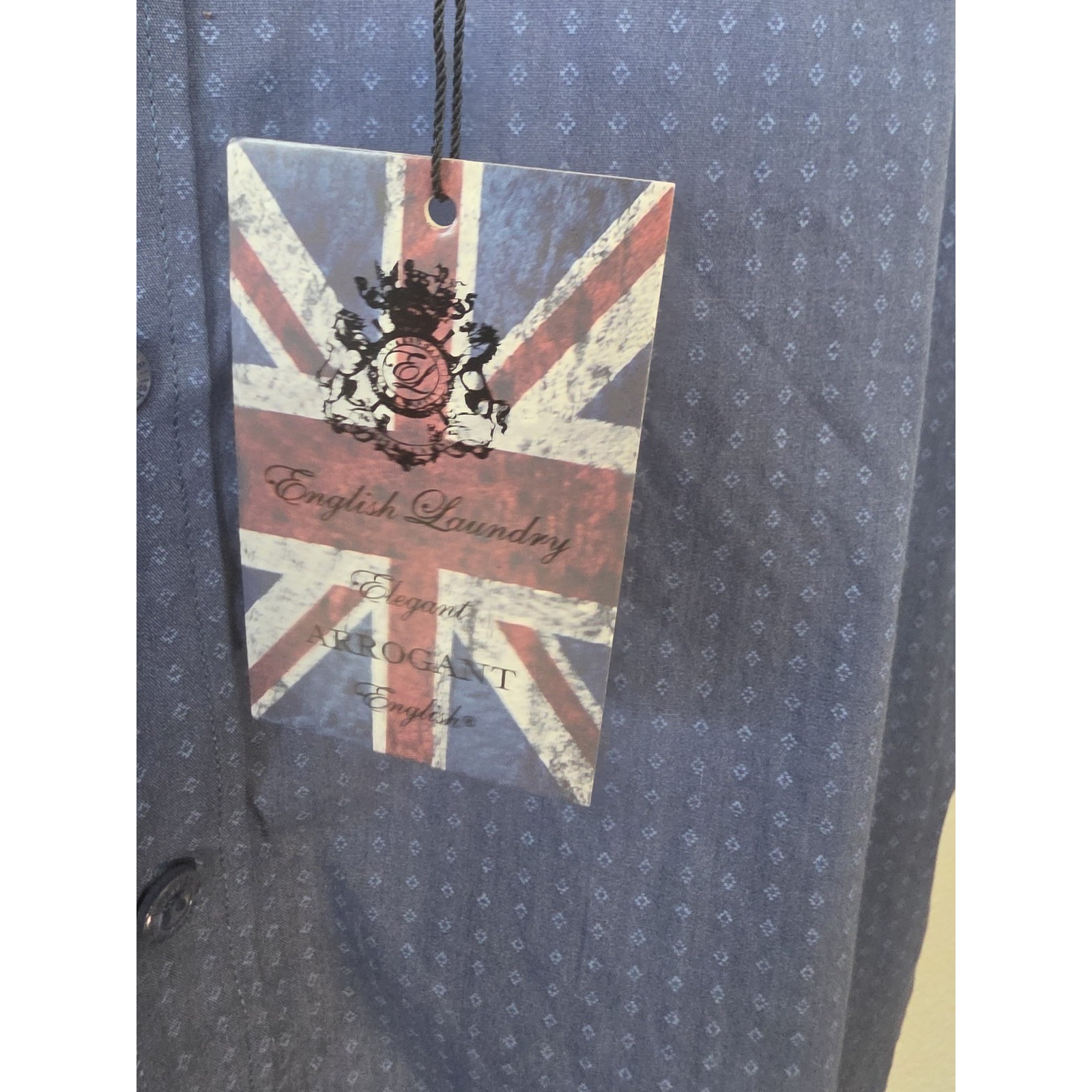 English Laundry Men's Blue Geometric Cotton Shirt L Collared Button-Up Top Nwt — image 8 of 8